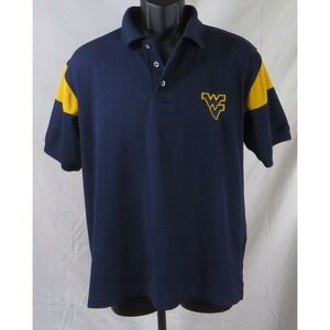 P2 University of West Virginia WV Mountaineers 100% Polyester Polo Shirt NCAA M